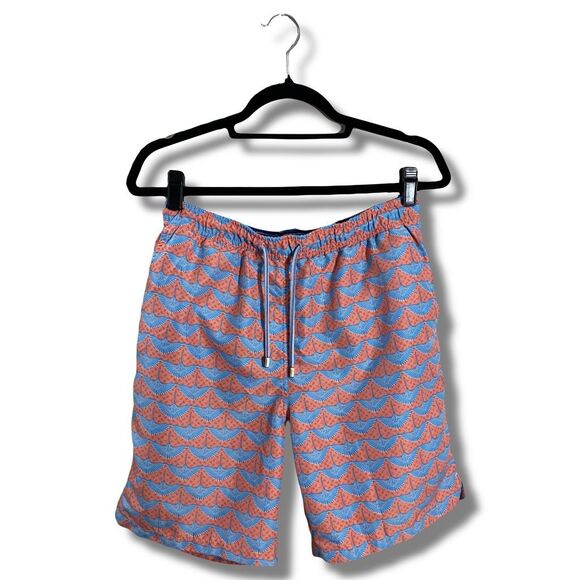 Peter Millar Men’s Size Small Hawaiian Swim Trunks Blue Patterned Board Shorts - Picture 1 of 7